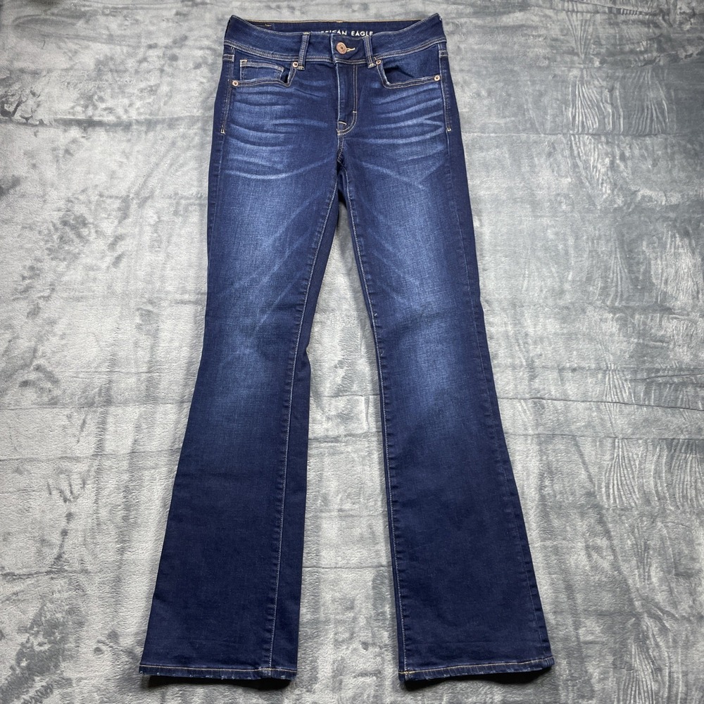 American Eagle Outfitters Womens Kick Boot Jeans Dark Wash Size 6 Regular